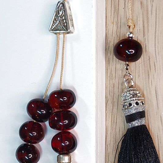 Κομπολόι χειροποίητο από Φυσικό Κεχριμπάρι Βαλτικής με Ασήμι / Κωδικός Προϊόντος: Κ101