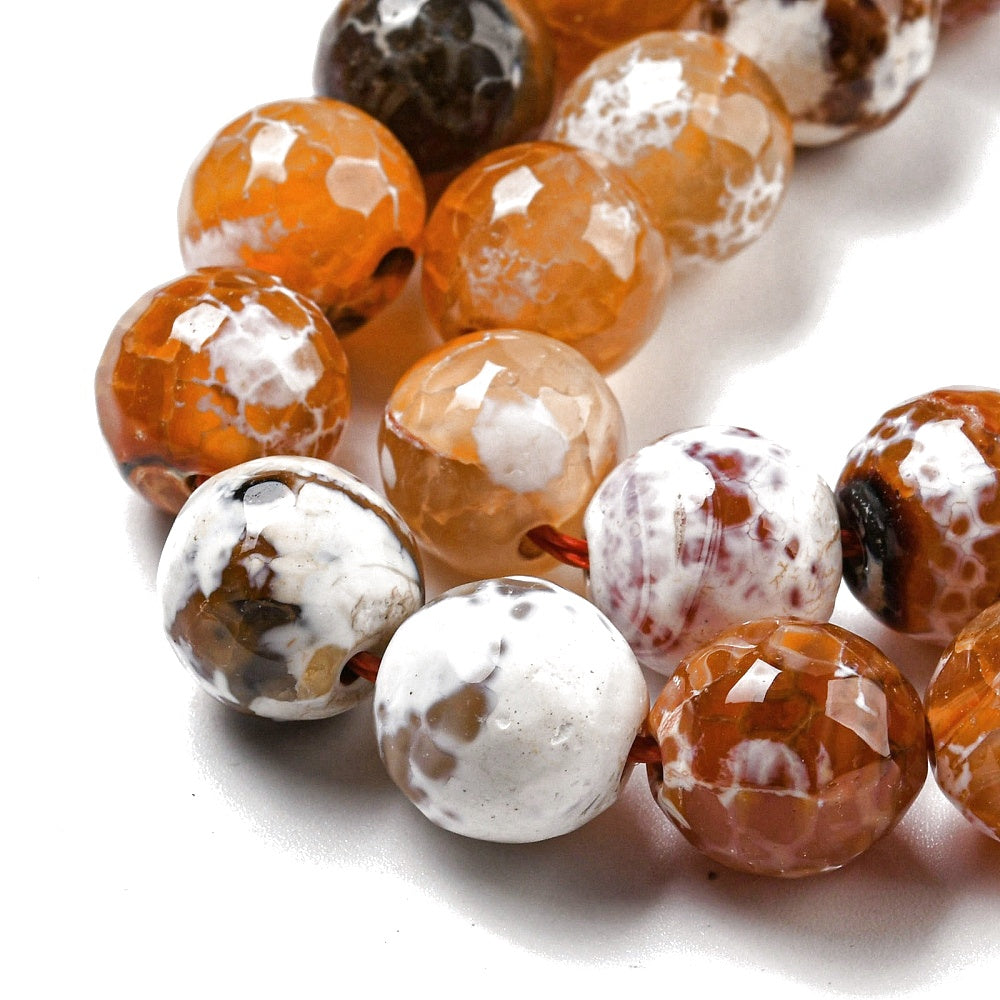 Κολιέ ημιπολύτιμων λίθων φυσικού Αχάτη κρακελέ και Αιματίτη / Κωδικός Προϊόντος: Ζ105