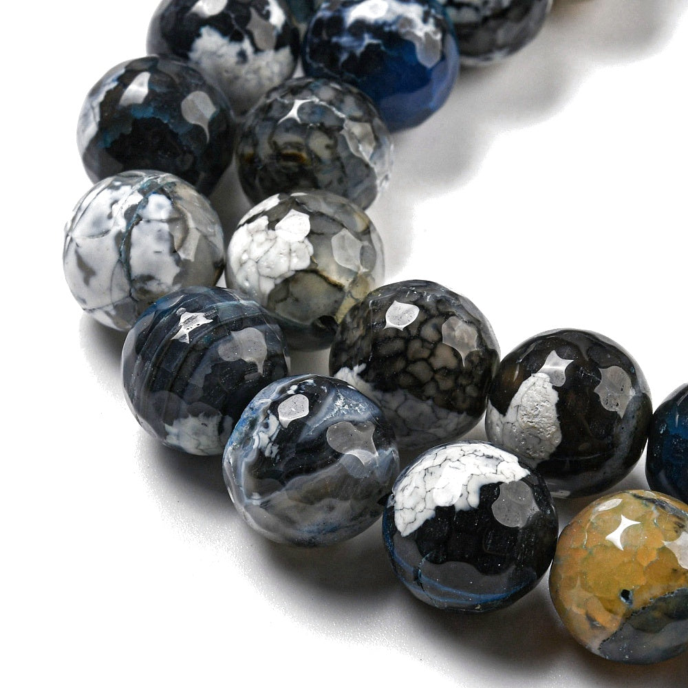 Κολιέ ημιπολύτιμων λίθων φυσικού Αχάτη και Αιματίτη / Κωδικός Προϊόντος: Ζ118