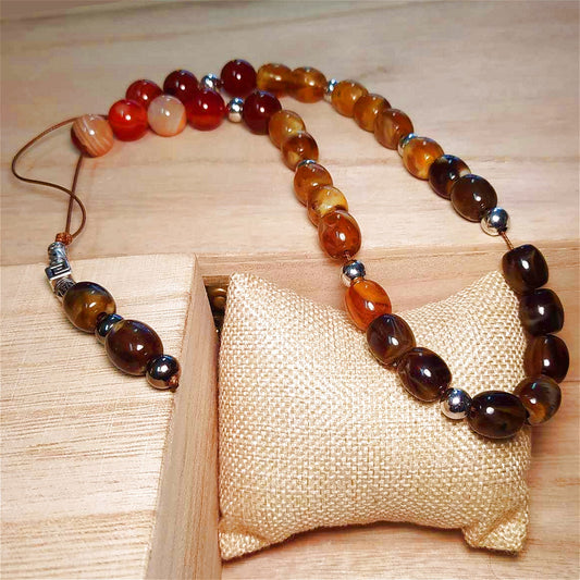 Γαία Συλλεκτικό Κομπολόι χειροποίητο από αχάτη και ρητίνη με 31 χάντρες / Κωδικός Προϊόντος: BR616