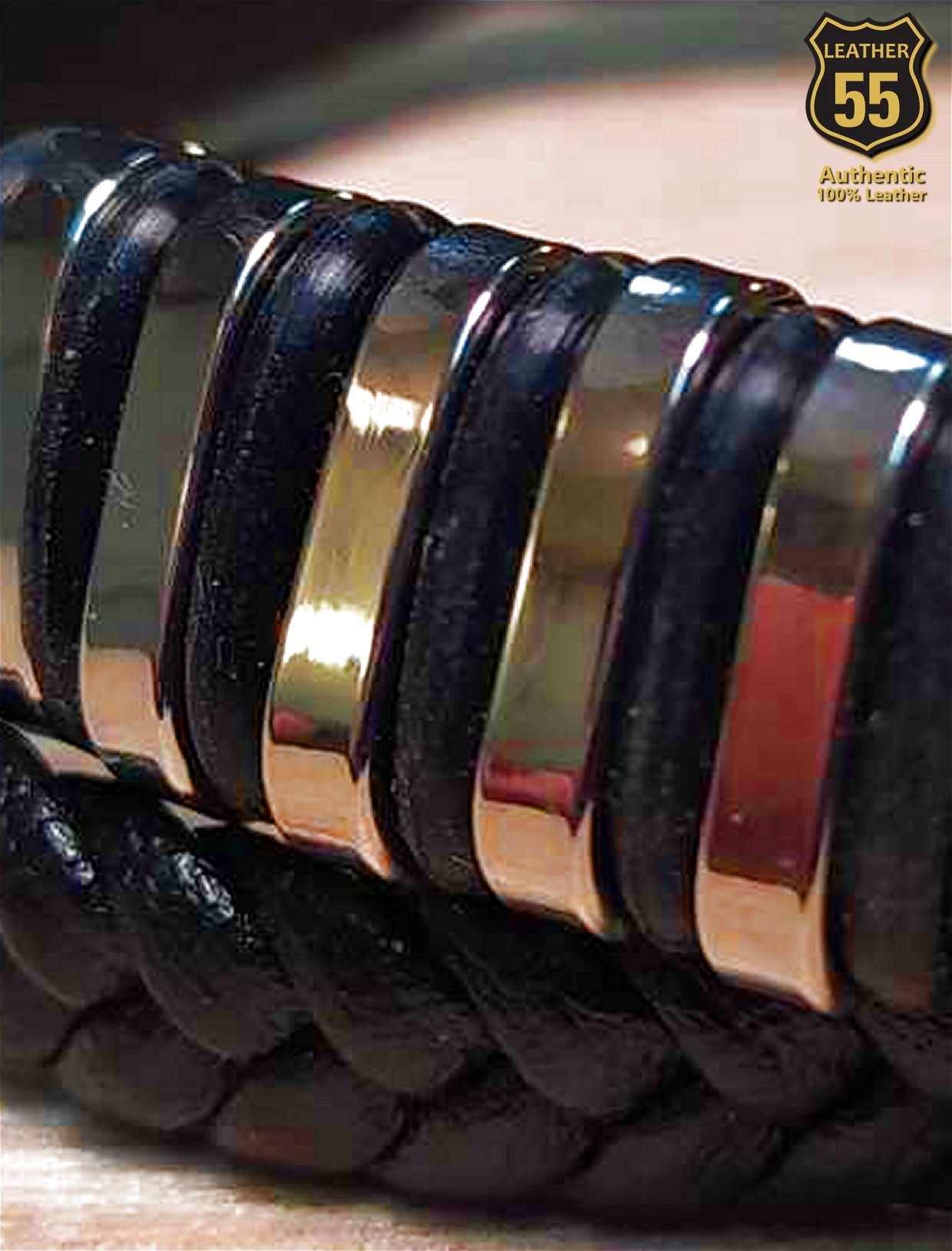 Leather 55 Δερμάτινο βραχιόλι με ανοξείδωτο ατσάλι σε συσκευασία δώρου / Κωδικός Προϊόντος: C135
