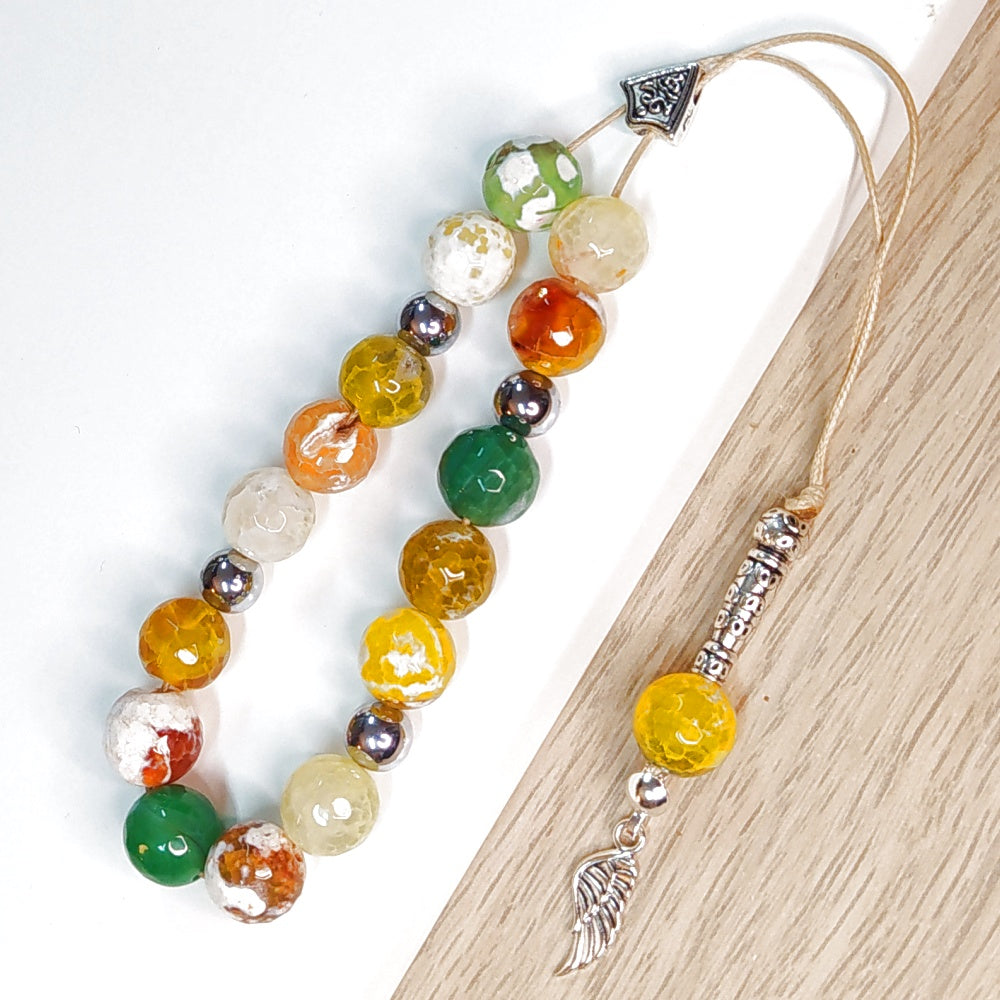 Κομπολόι ημιπολύτιμων λίθων φυσικού Αχάτη κρακελέ και Αιματίτη / Κωδικός Προϊόντος: Α101