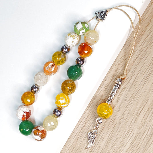 Κομπολόι ημιπολύτιμων λίθων φυσικού Αχάτη κρακελέ και Αιματίτη / Κωδικός Προϊόντος: Α101