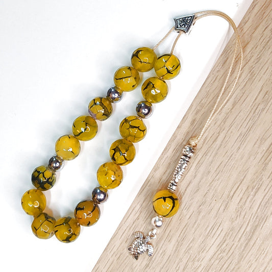 Κομπολόι ημιπολύτιμων λίθων φυσικού Αχάτη Dragon Veins και Αιματίτη / Κωδικός Προϊόντος: Α103