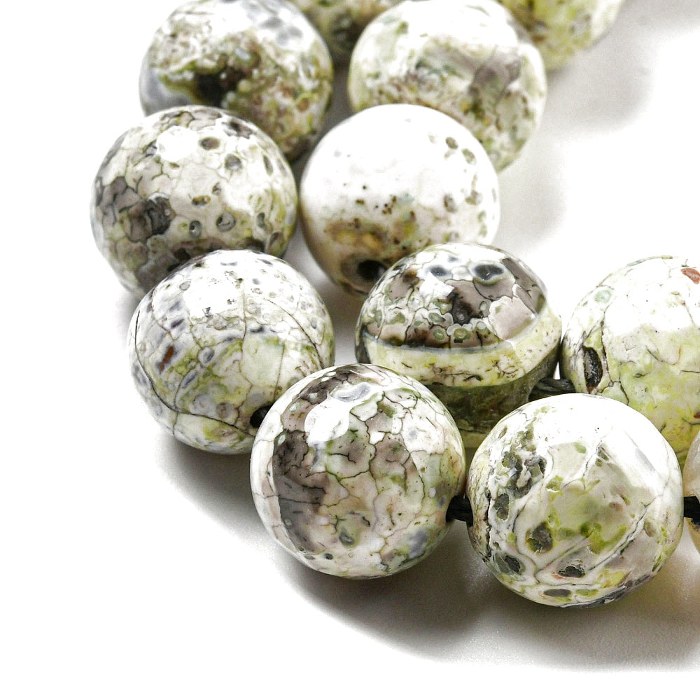 Κομπολόι ημιπολύτιμων λίθων φυσικού Αχάτη κρακελέ και Αιματίτη / Κωδικός Προϊόντος: Α109