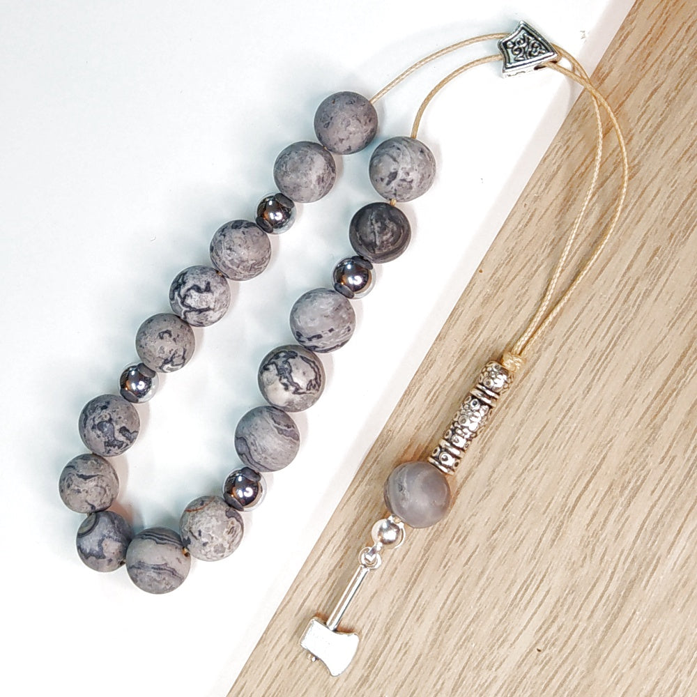 Κομπολόι ημιπολύτιμων λίθων φυσικού Ίασπη Πικάσο και Αιματίτη / Κωδικός Προϊόντος: Α111