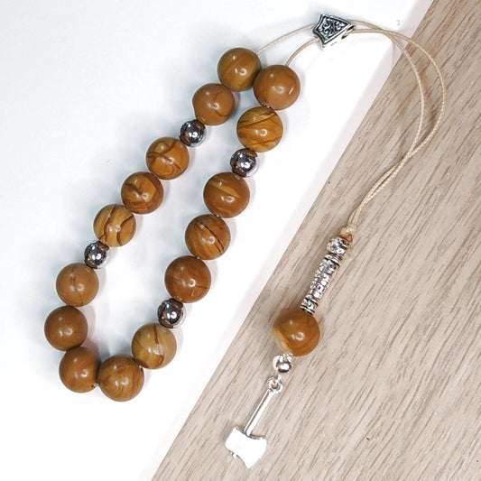 Κομπολόι ημιπολύτιμων λίθων φυσικού Αχάτη και Αιματίτη / Κωδικός Προϊόντος: Α114