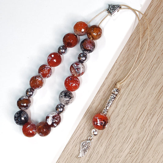 Κομπολόι ημιπολύτιμων λίθων φυσικού Αχάτη και Αιματίτη / Κωδικός Προϊόντος: Α115