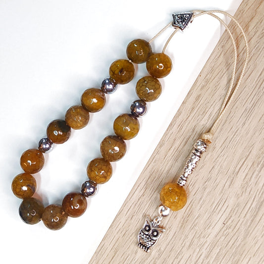 Κομπολόι ημιπολύτιμων λίθων φυσικού Αχάτη και Αιματίτη / Κωδικός Προϊόντος: Α117