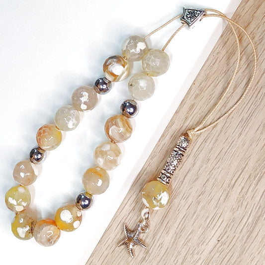 Κομπολόι ημιπολύτιμων λίθων φυσικού Αχάτη και Αιματίτη / Κωδικός Προϊόντος: Α119