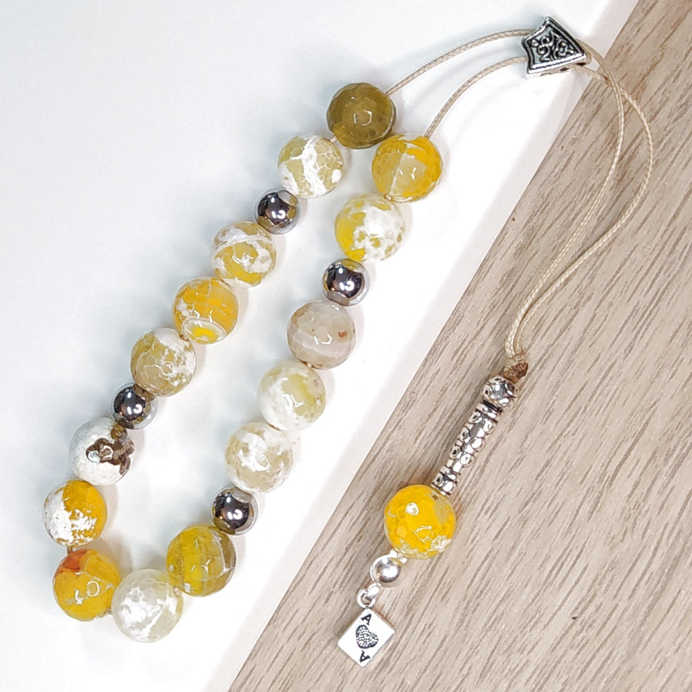 Κομπολόι ημιπολύτιμων λίθων φυσικού Αχάτη και Αιματίτη / Κωδικός Προϊόντος: Α120