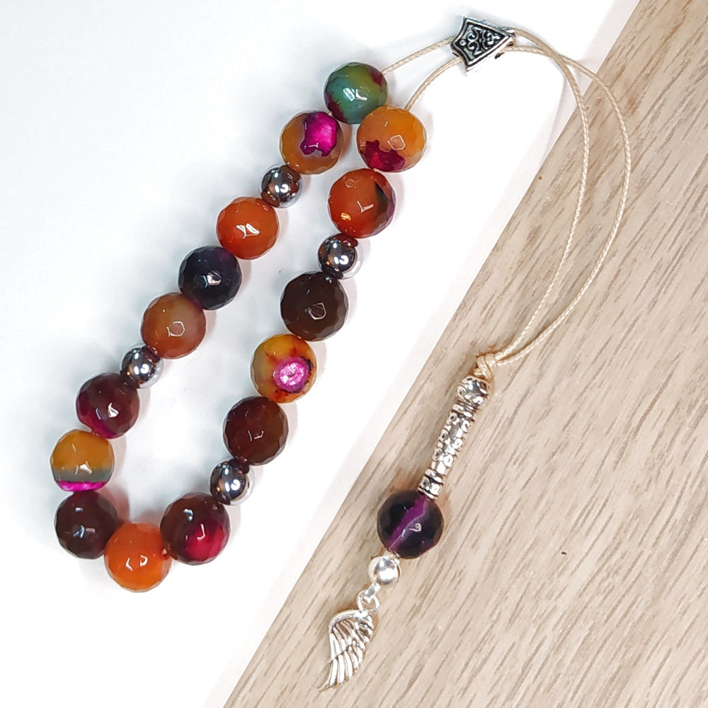 Κομπολόι ημιπολύτιμων λίθων φυσικού Αχάτη και Αιματίτη / Κωδικός Προϊόντος: Α124