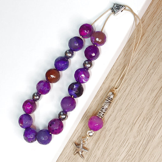 Κομπολόι ημιπολύτιμων λίθων φυσικού Αχάτη και Αιματίτη / Κωδικός Προϊόντος: Α126