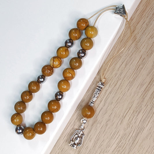 Κομπολόι ημιπολύτιμων λίθων φυσικού Αχάτη και Αιματίτη / Κωδικός Προϊόντος: Α128