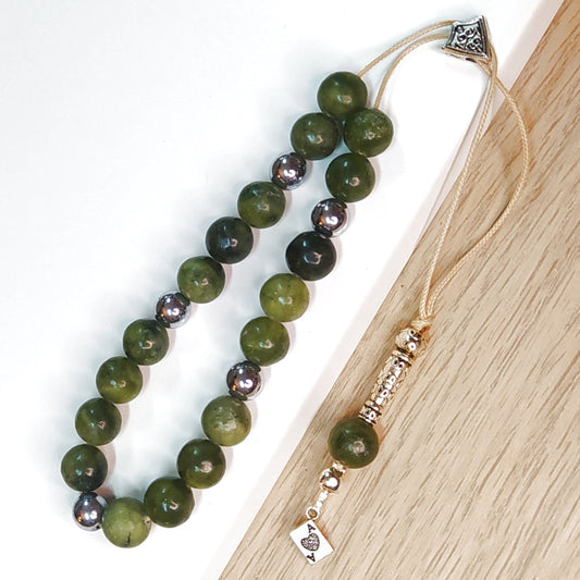 Κομπολόι ημιπολύτιμων λίθων φυσικού Ίασπη και Αιματίτη / Κωδικός Προϊόντος: Α129