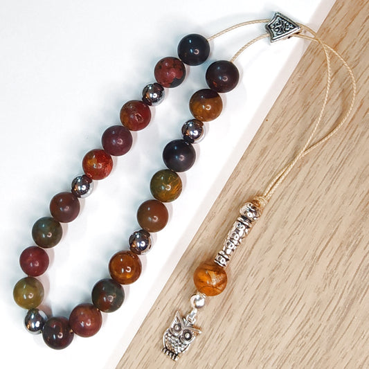 Κομπολόι ημιπολύτιμων λίθων φυσικού Πολύχρωμου Ίασπη Πικάσο και Αιματίτη / Κωδικός Προϊόντος: Α132