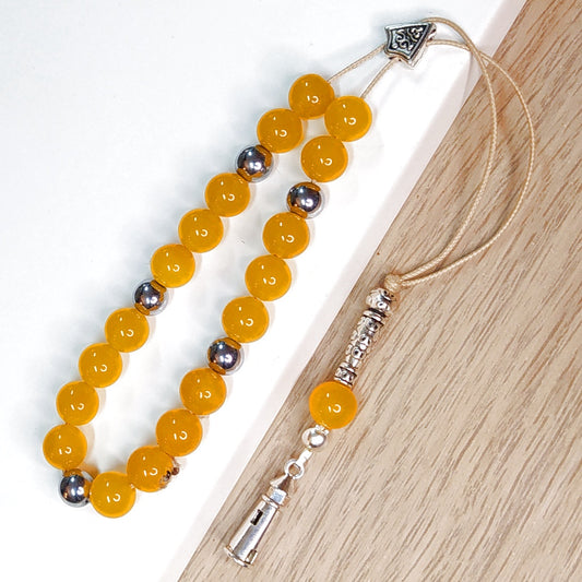 Κομπολόι ημιπολύτιμων λίθων φυσικού Αχάτη Ηλιόδωρο και Αιματίτη / Κωδικός Προϊόντος: Α133