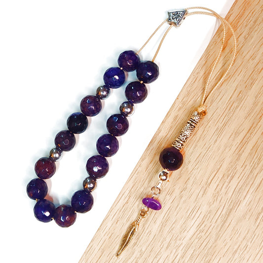 Κομπολόι ημιπολύτιμων λίθων φυσικού Αμέθυστου και Αιματίτη / Κωδικός Προϊόντος: Α134