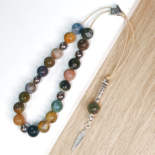 Κομπολόι ημιπολύτιμων λίθων φυσικού Αχάτη και Αιματίτη / Κωδικός Προϊόντος: Α138