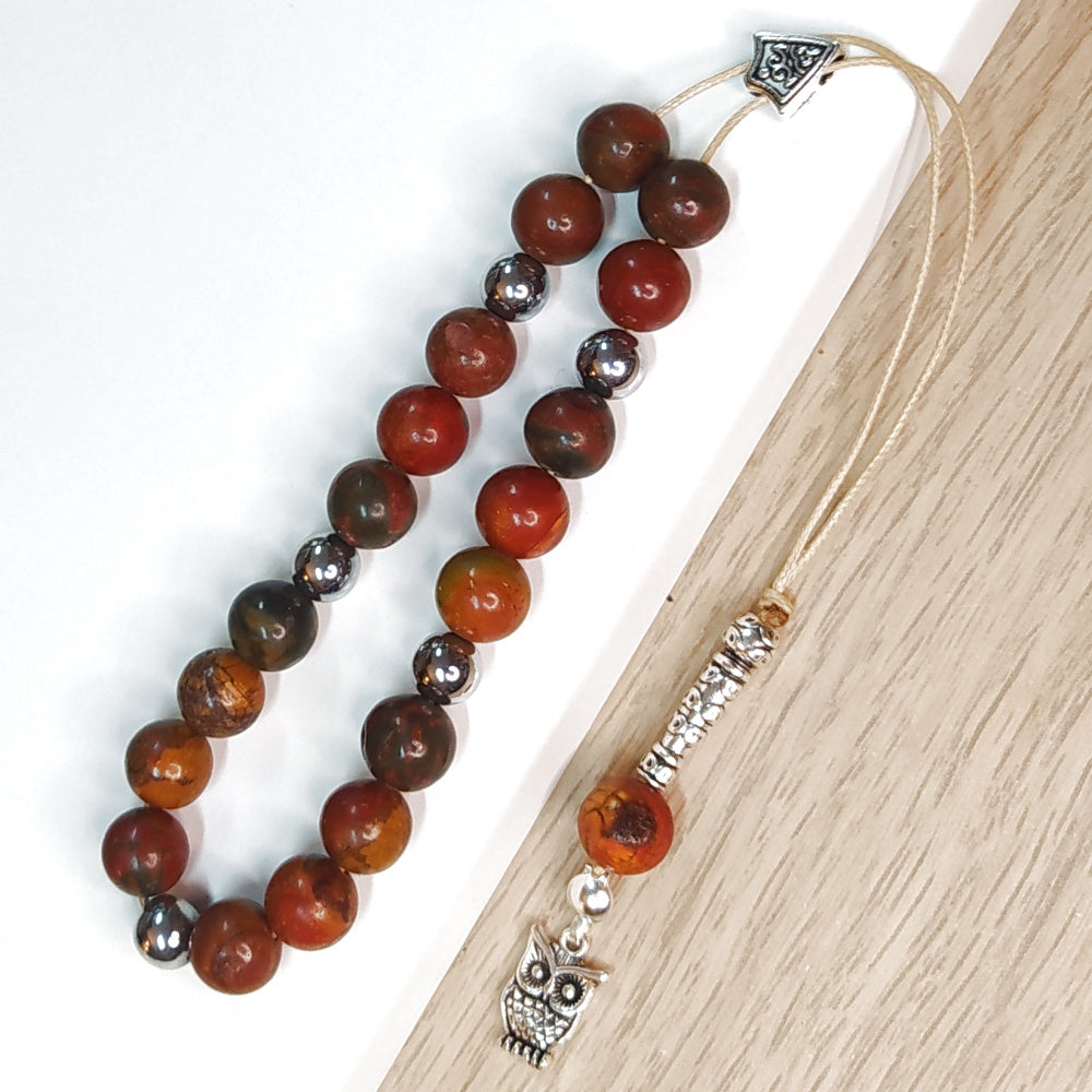 Κομπολόι ημιπολύτιμων λίθων φυσικού Πολύχρωμου Ίασπη Πικάσο και Αιματίτη / Κωδικός Προϊόντος: Α139