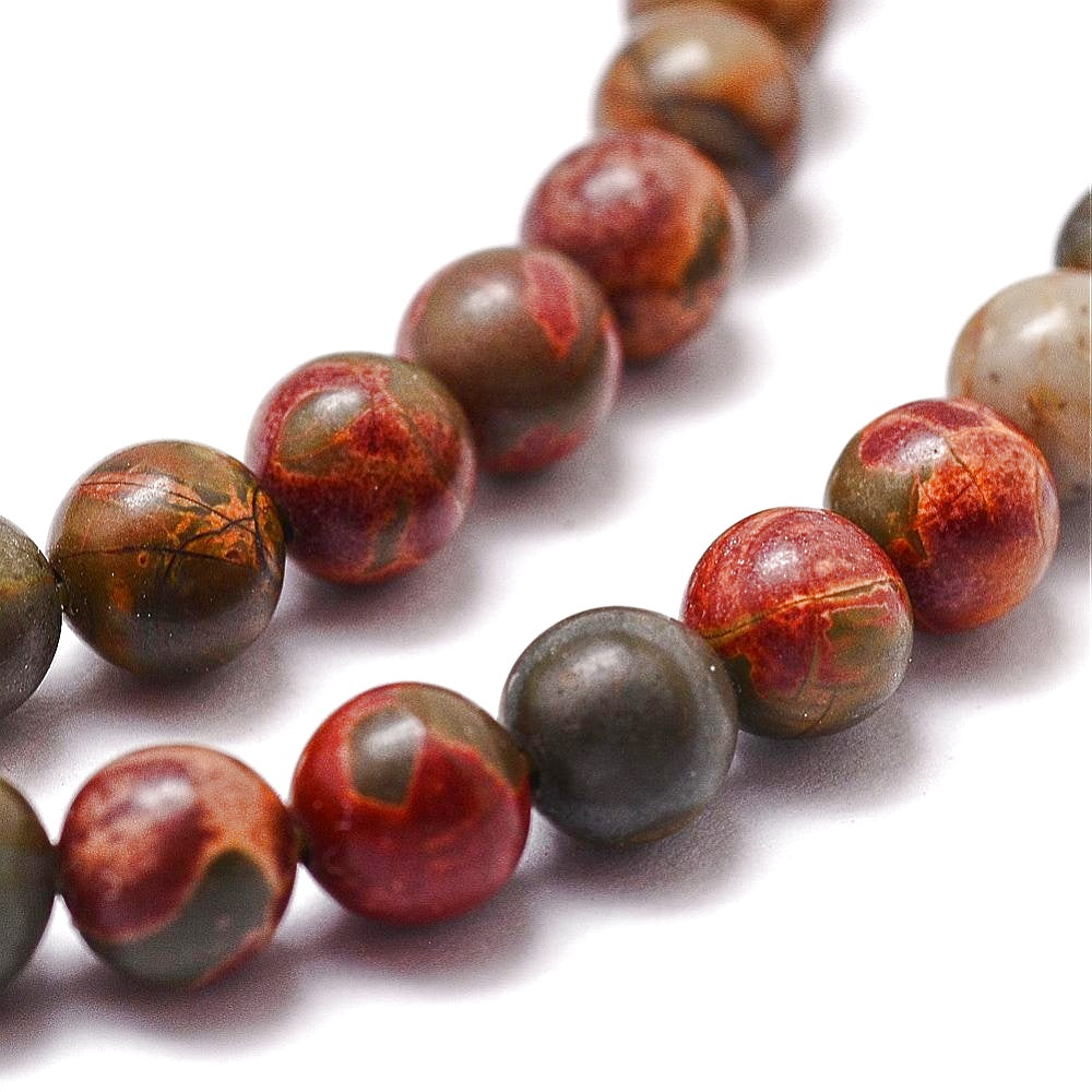 Κομπολόι ημιπολύτιμων λίθων φυσικού Πολύχρωμου Ίασπη Πικάσο και Αιματίτη / Κωδικός Προϊόντος: Α139