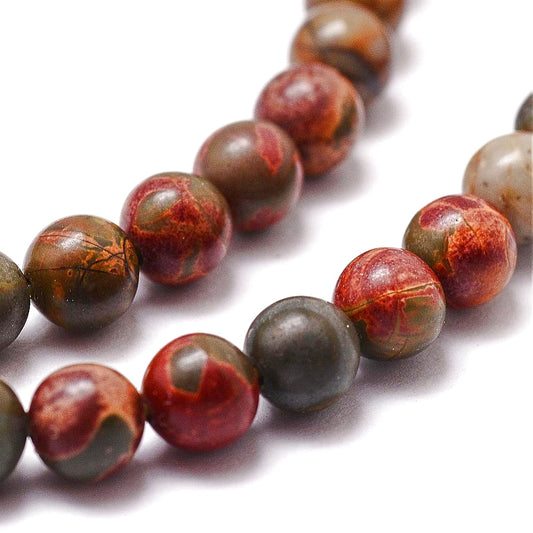 Κομπολόι ημιπολύτιμων λίθων φυσικού Πολύχρωμου Ίασπη Πικάσο και Αιματίτη / Κωδικός Προϊόντος: Α139