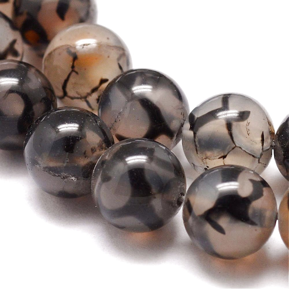 Κομπολόι ημιπολύτιμων λίθων φυσικού Αχάτη Dragon Veins και Αιματίτη / Κωδικός Προϊόντος: Α140