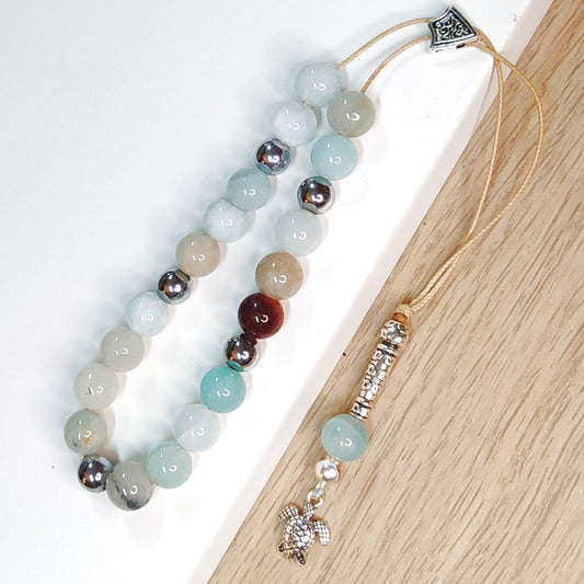 Κομπολόι ημιπολύτιμων λίθων φυσικού Λευκού Ίασπη και Αιματίτη / Κωδικός Προϊόντος: Α141