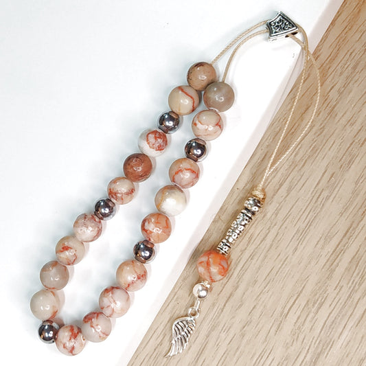 Κομπολόι ημιπολύτιμων λίθων φυσικού Κόκκινου Ίασπη Netstone και Αιματίτη / Κωδικός Προϊόντος: Α142