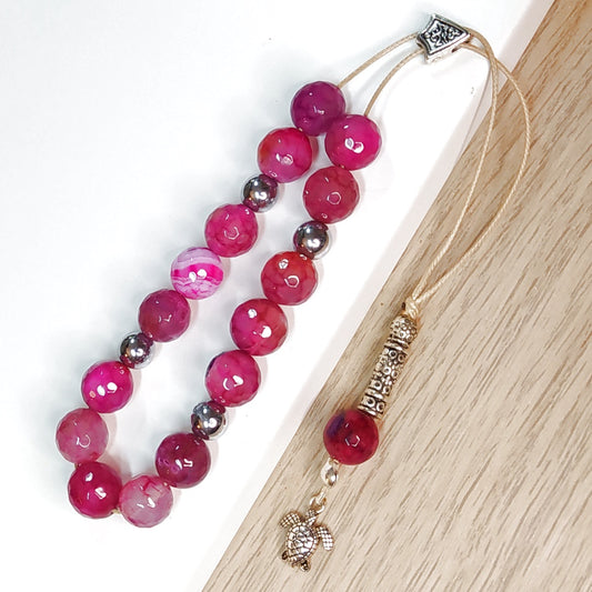 Κομπολόι ημιπολύτιμων λίθων φυσικού Αχάτη και Αιματίτη / Κωδικός Προϊόντος: Α143