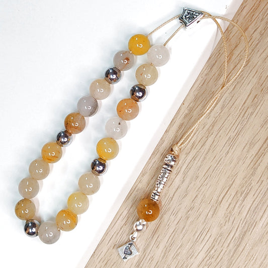 Κομπολόι ημιπολύτιμων λίθων φυσικού Ίασπη και Αιματίτη / Κωδικός Προϊόντος: Α145