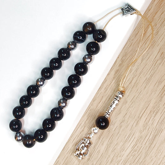 Κομπολόι ημιπολύτιμων λίθων φυσικού Μαύρου Όνυχα και Αιματίτη / Κωδικός Προϊόντος: Α146