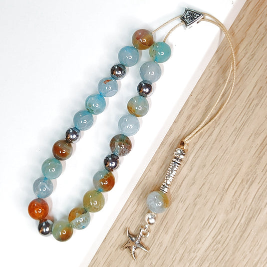 Κομπολόι ημιπολύτιμων λίθων φυσικού Αχάτη και Αιματίτη / Κωδικός Προϊόντος: Α148