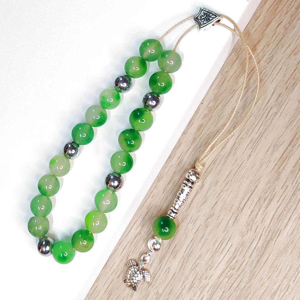 Κομπολόι ημιπολύτιμων λίθων φυσικού Αχάτη και Αιματίτη / Κωδικός Προϊόντος: Α149