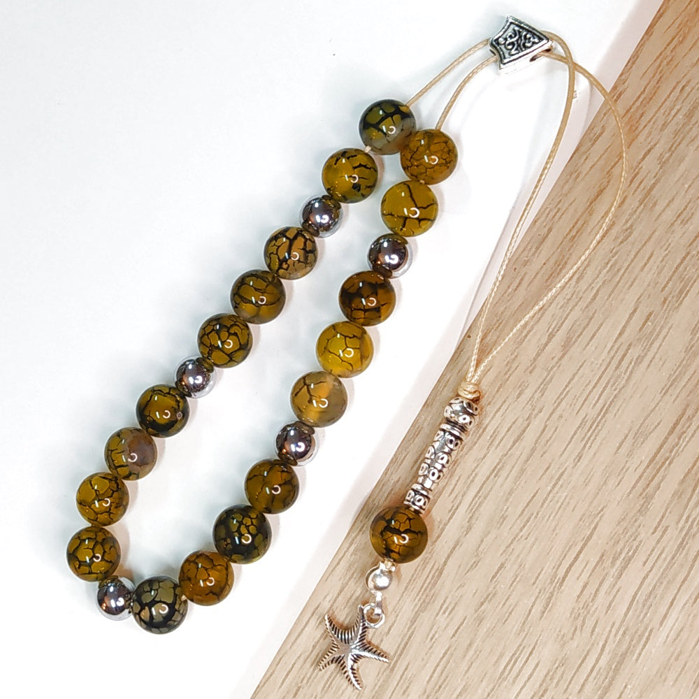 Κομπολόι ημιπολύτιμων λίθων φυσικού Αχάτη Dragon Veins και Αιματίτη / Κωδικός Προϊόντος: Α151