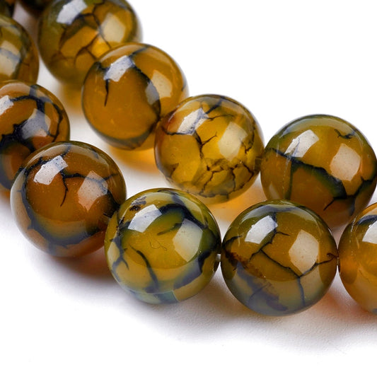 Κομπολόι ημιπολύτιμων λίθων φυσικού Αχάτη Dragon Veins και Αιματίτη / Κωδικός Προϊόντος: Α151