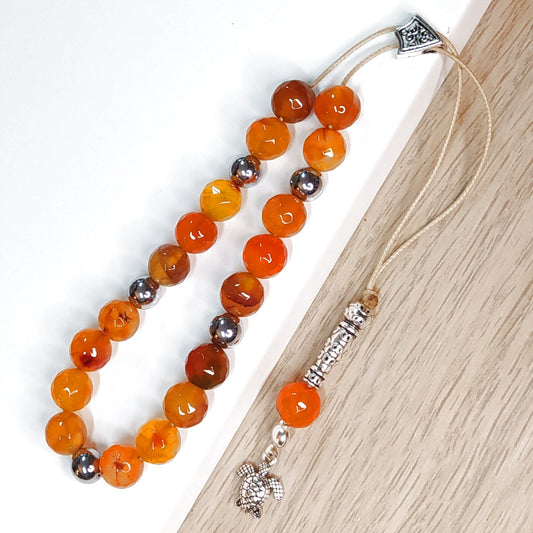 Κομπολόι ημιπολύτιμων λίθων φυσικού Αχάτη και Αιματίτη / Κωδικός Προϊόντος: Α152