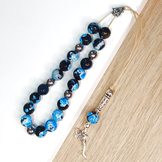 Κομπολόι ημιπολύτιμων λίθων φυσικού Αχάτη και Αιματίτη / Κωδικός Προϊόντος: Α153