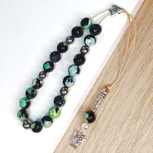 Κομπολόι ημιπολύτιμων λίθων φυσικού Αχάτη και Αιματίτη / Κωδικός Προϊόντος: Α154