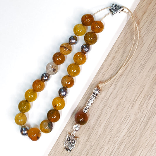 Κομπολόι ημιπολύτιμων λίθων φυσικού Αχάτη και Αιματίτη / Κωδικός Προϊόντος: Α157