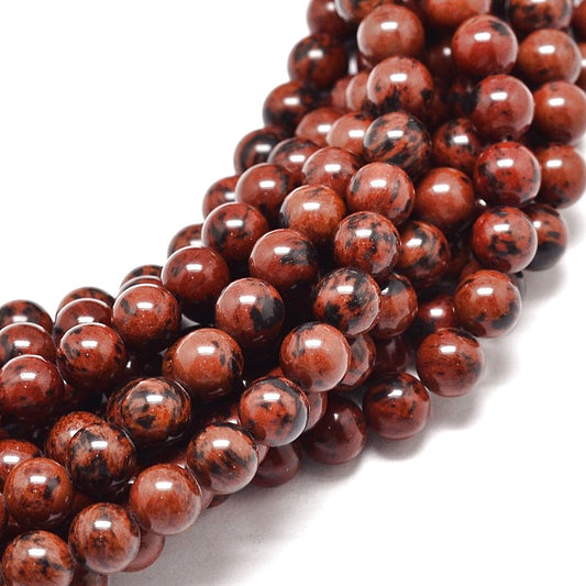 Κομπολόι ημιπολύτιμων λίθων φυσικού Μαόνι Οψιδιανού και Αιματίτη / Κωδικός Προϊόντος: Α158