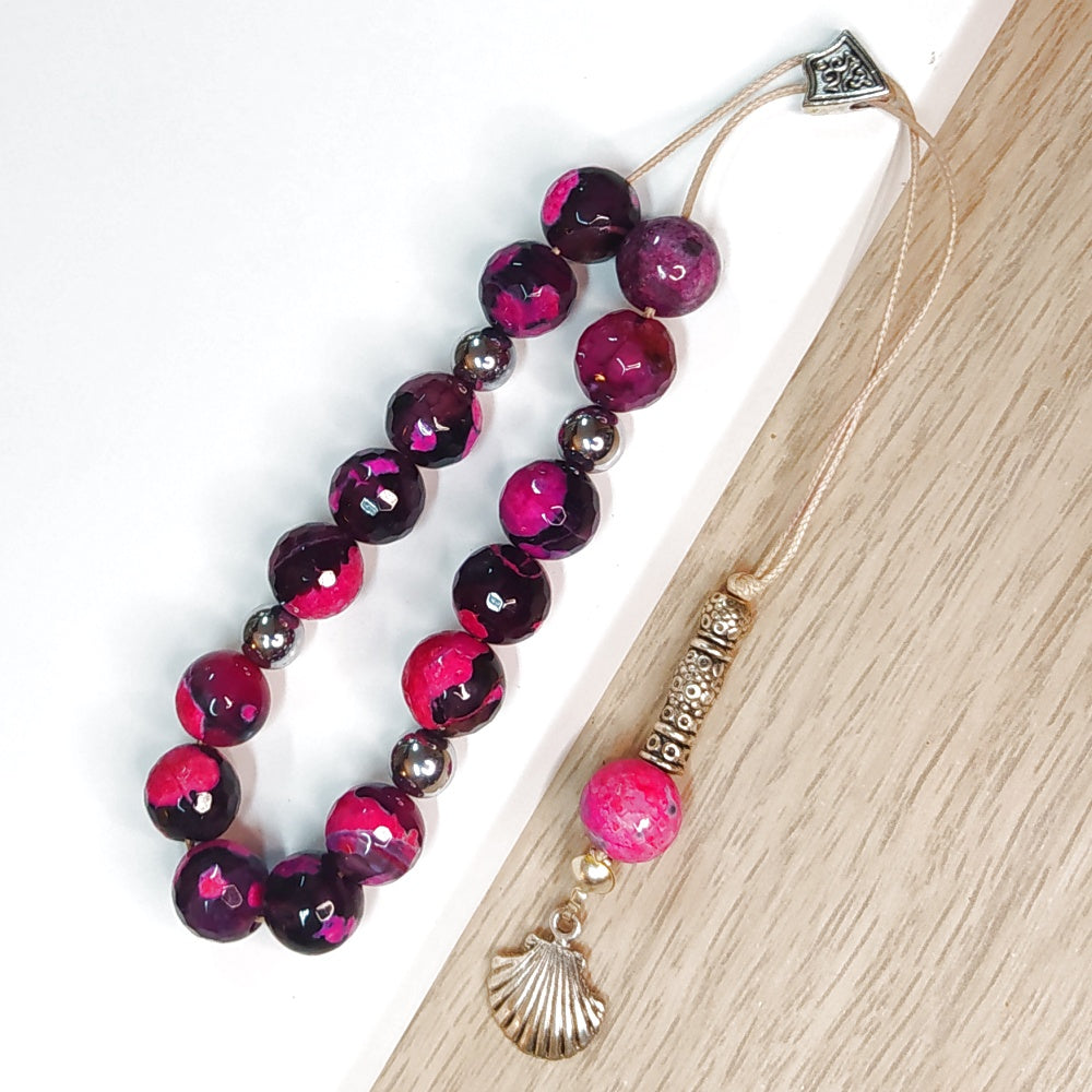 Κομπολόι ημιπολύτιμων λίθων φυσικού Αχάτη και Αιματίτη / Κωδικός Προϊόντος: Α159