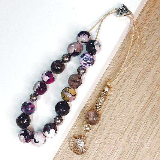 Κομπολόι ημιπολύτιμων λίθων φυσικού Αχάτη και Αιματίτη / Κωδικός Προϊόντος: Α160