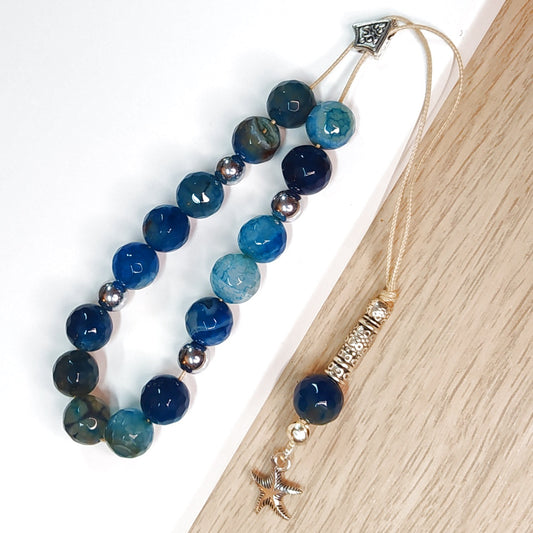 Κομπολόι ημιπολύτιμων λίθων φυσικού Αχάτη και Αιματίτη / Κωδικός Προϊόντος: Α161