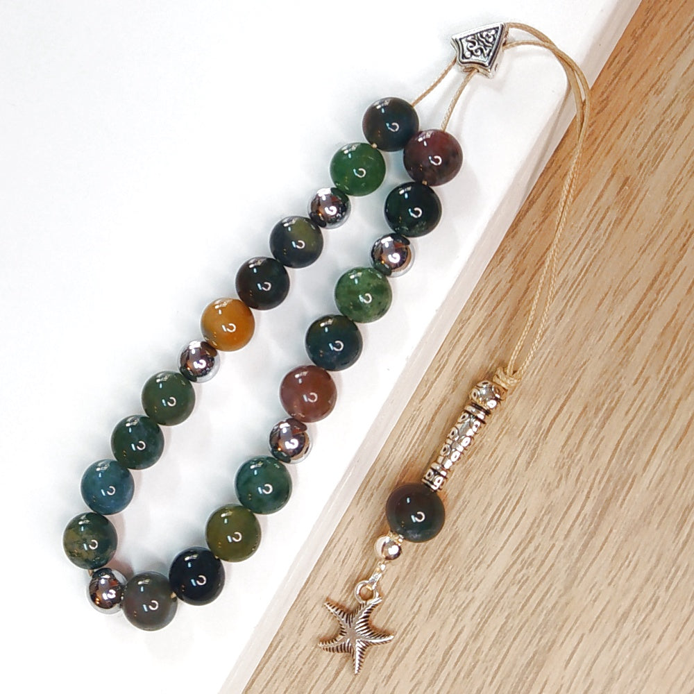 Κομπολόι ημιπολύτιμων λίθων φυσικού Ινδικού Αχάτη και Αιματίτη / Κωδικός Προϊόντος: Α162