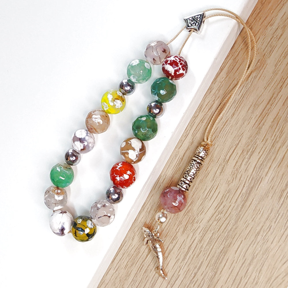 Κομπολόι ημιπολύτιμων λίθων φυσικού Αχάτη κρακελέ και Αιματίτη / Κωδικός Προϊόντος: Α164