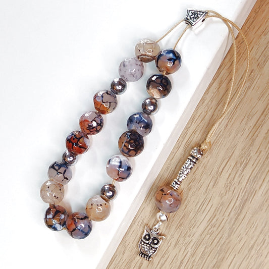 Κομπολόι ημιπολύτιμων λίθων φυσικού Αχάτη Dragon Veins και Αιματίτη / Κωδικός Προϊόντος: Α165