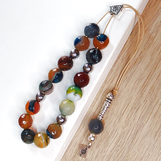 Κομπολόι ημιπολύτιμων λίθων φυσικού Αχάτη και Αιματίτη / Κωδικός Προϊόντος: Α166