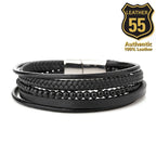 Leather 55 Ανδρικό Xειροποίητο Δερμάτινο βραχιόλι με ανοξείδωτο ατσάλι σε συσκευασία δώρου / Κωδικός Προϊόντος: C131