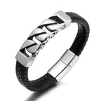 Leather 55 Ανδρικό Xειροποίητο Δερμάτινο βραχιόλι με ανοξείδωτο ατσάλι σε συσκευασία δώρου / Κωδικός Προϊόντος: C144